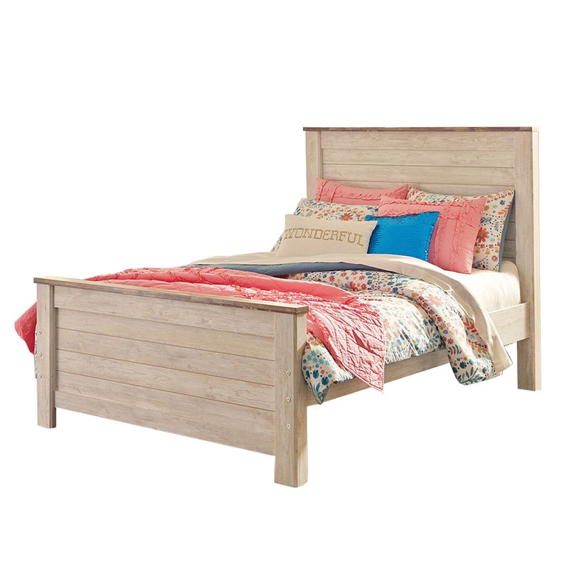 Willowton – Whitewash – Full Panel Bed