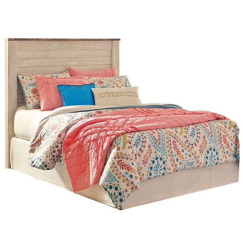 Willowton – Whitewash – Full Panel Headboard With Bolt On Bed Frame