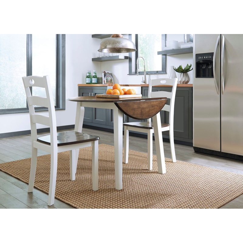 Woodanville – Cream / Brown – 3 Pc. – Drop Leaf Table, 2 Side Chairs
