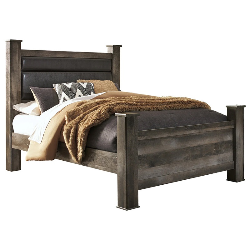 Wynnlow – Gray – Queen Upholstered Poster Bed