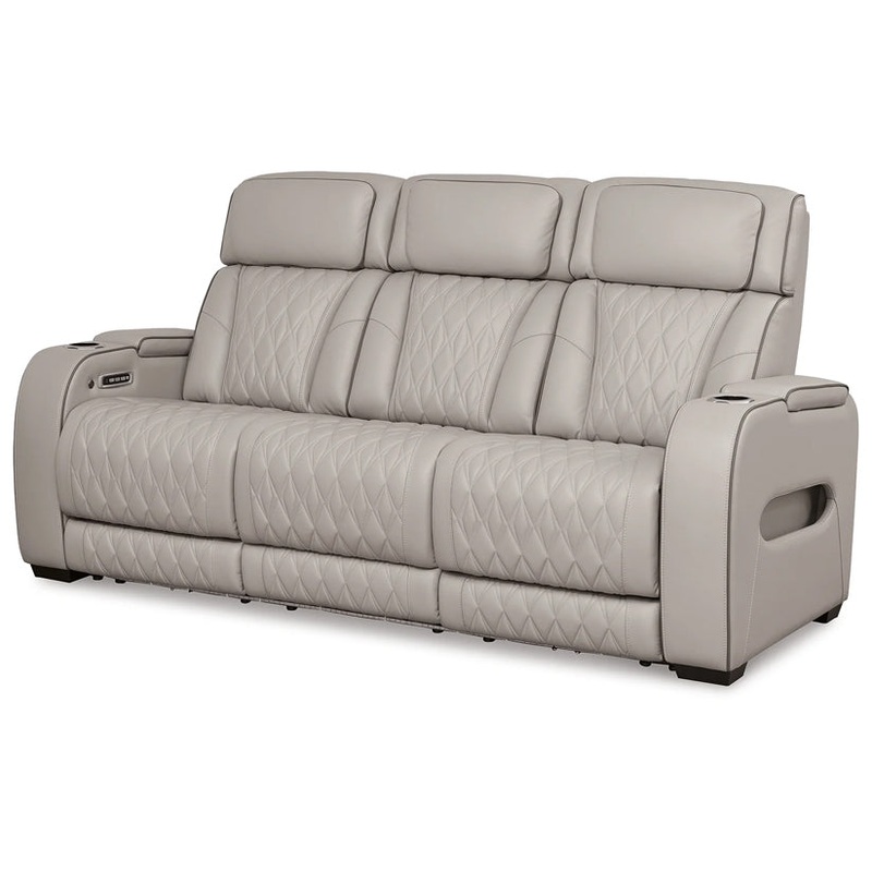 Boyington – Gray – Power Reclining Sofa With Adj Headrest