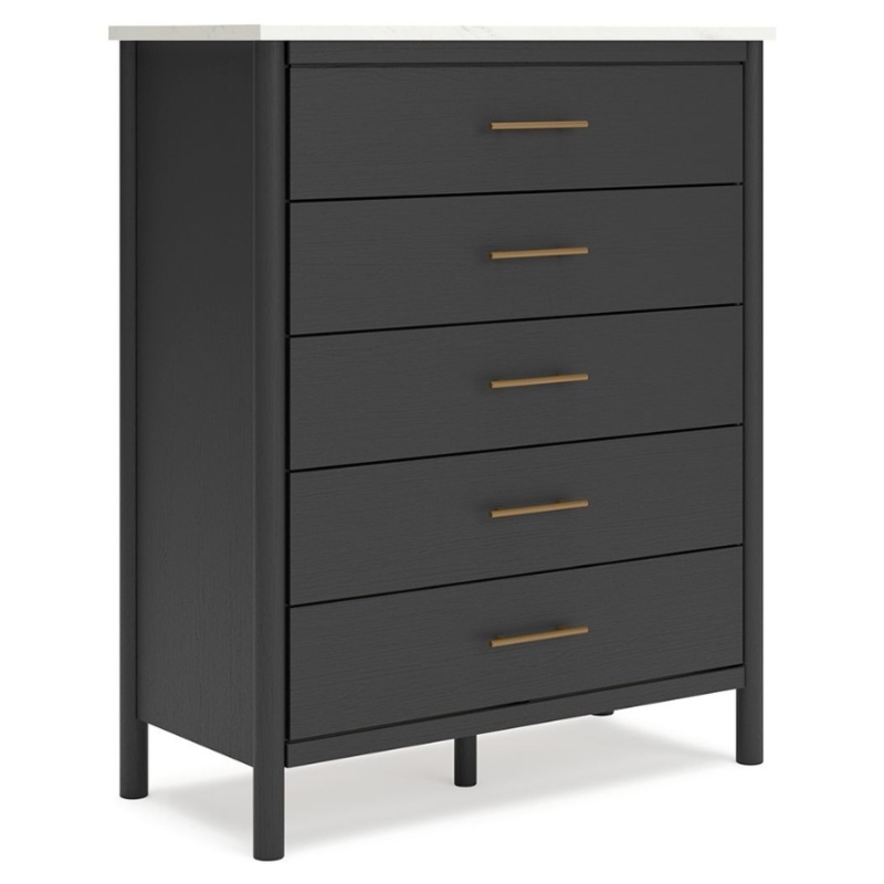 Cadmori – Black / White – Five Drawer Wide Chest