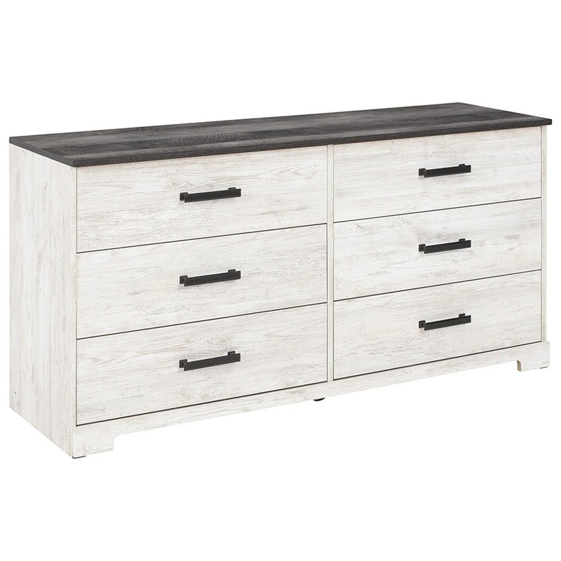 Shawburn – White / Black / Gray – Six Drawer Dresser
