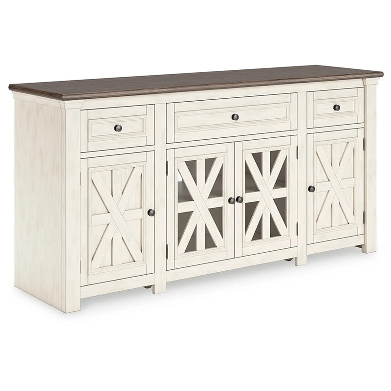 Bolanburg – White / Weathered Gray – Extra Large TV Stand