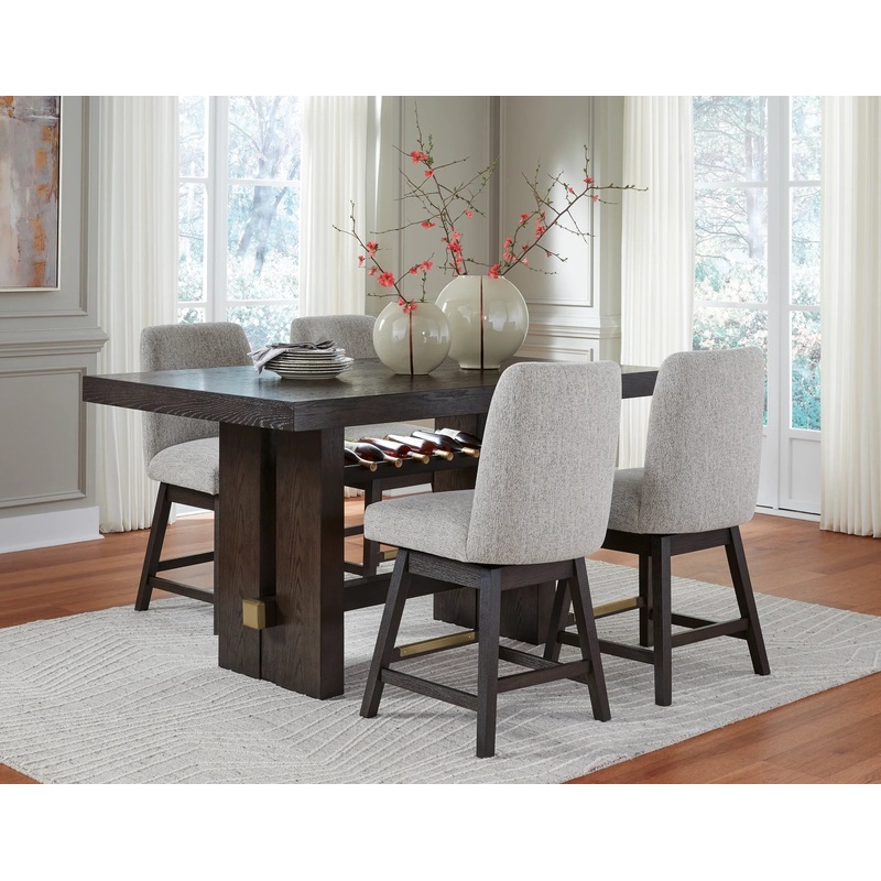 Burkhaus – Dark Brown – 5 Pc. – Rectangular Counter Table, 4 Barstools