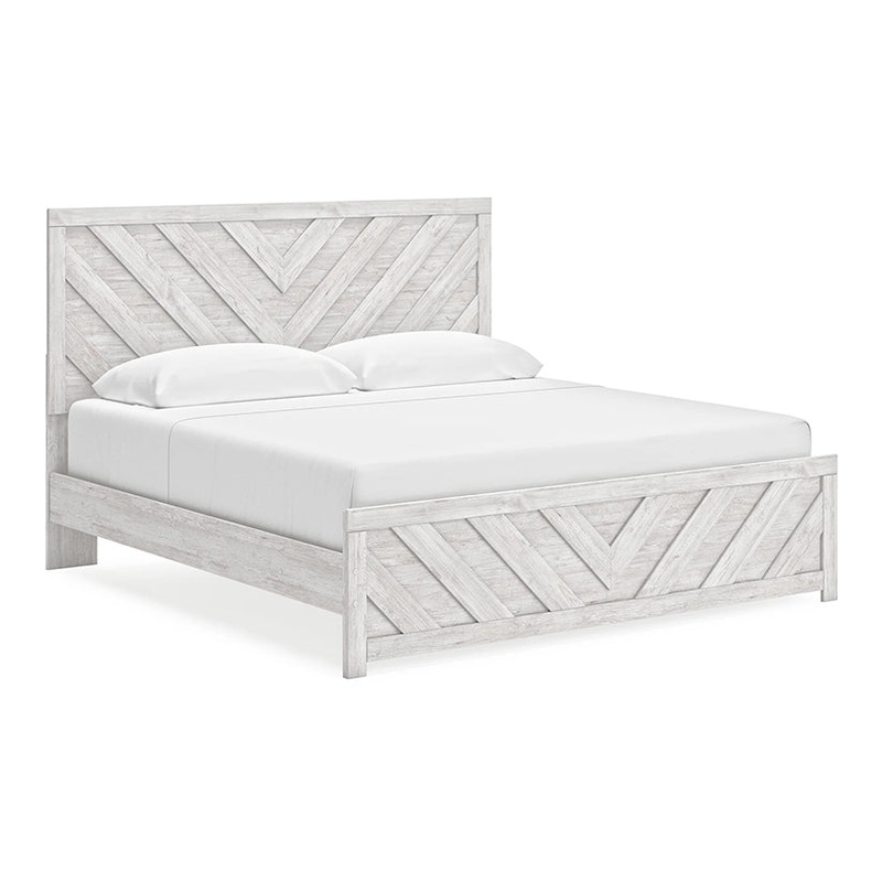 Cayboni – Whitewash – King Panel Bed