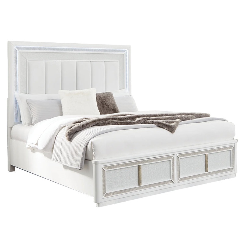 Chalanna – White – California King Upholstered Storage Bed