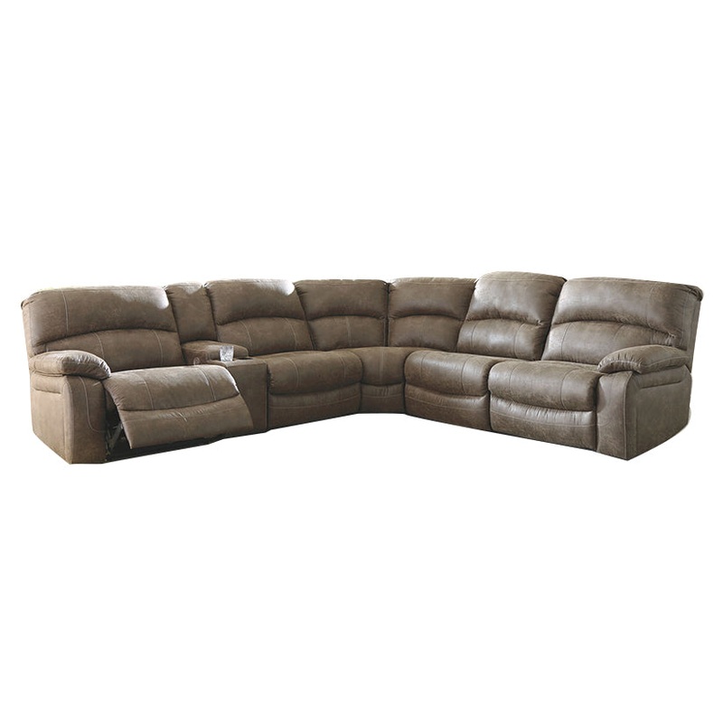 Segburg – Driftwood – Left Arm Facing Power Sofa With Console 4 Pc Sectional