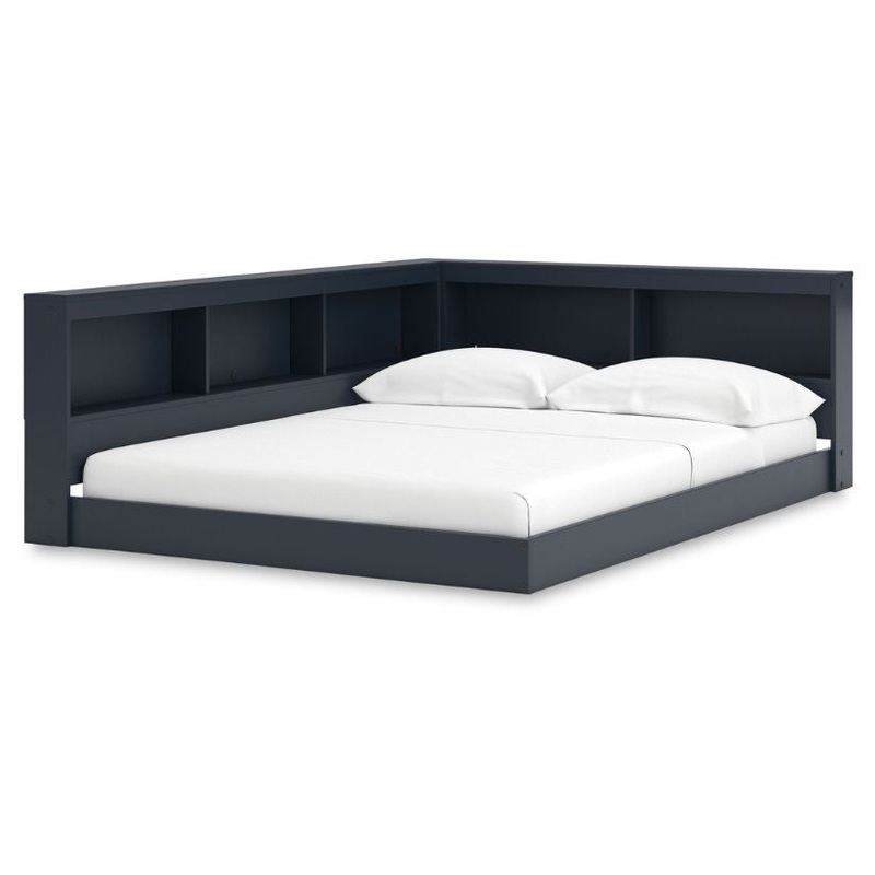 Simmenfort – Navy Blue – Full Bookcase Storage Bed