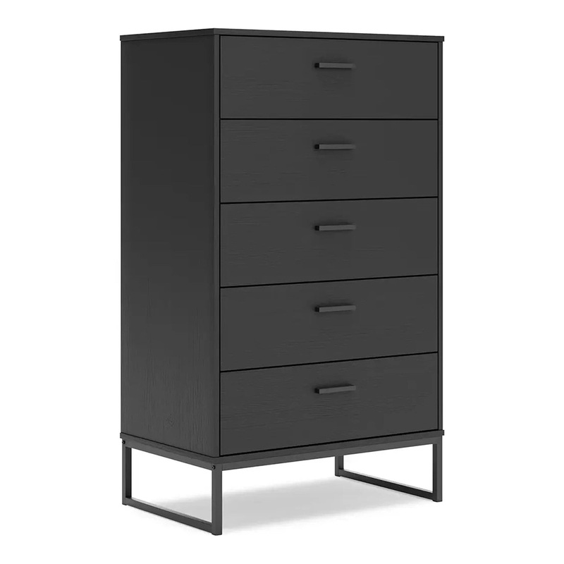 Socalle – Black – Five Drawer Chest