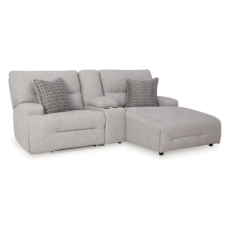 Acklen Place – Pewter – 3-Piece Power Reclining Sectional Sofa With Raf Chaise