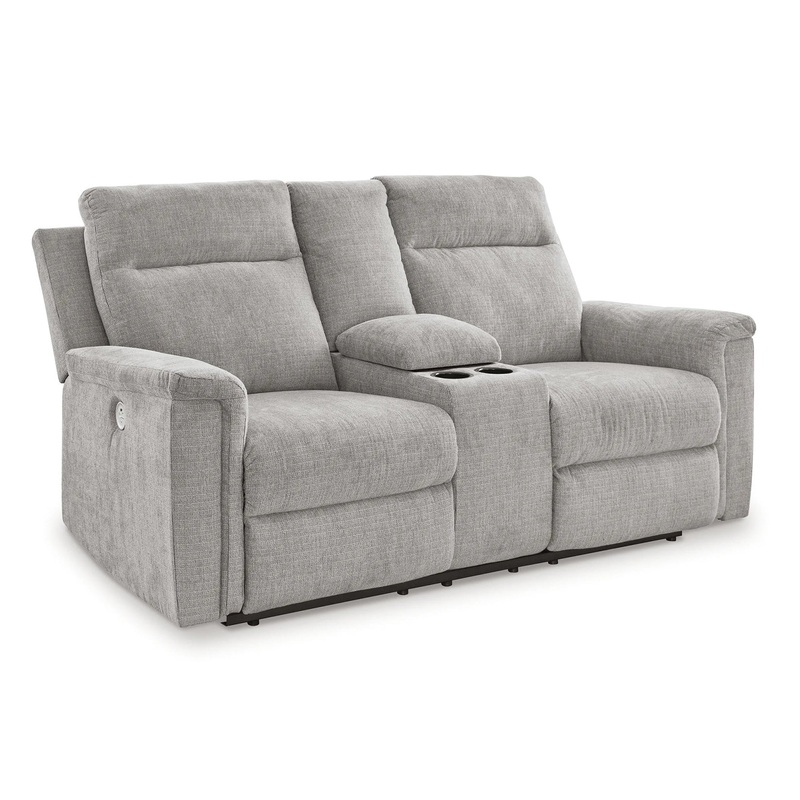 Barnsana – Ash – Dbl Power Reclining Loveseat with Console