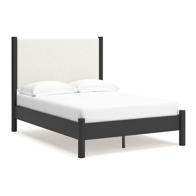 Cadmori – Black / White – Full Upholstered Panel Bed