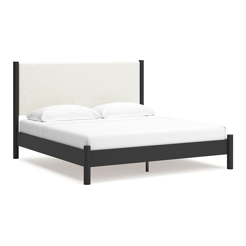 Cadmori – Black / White – Queen Upholstered Panel Bed