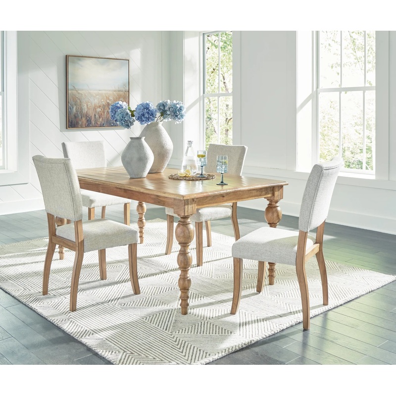 Rybergston – Light Brown – 5 Pc. – Rectangular Dining Table, 4 Chairs