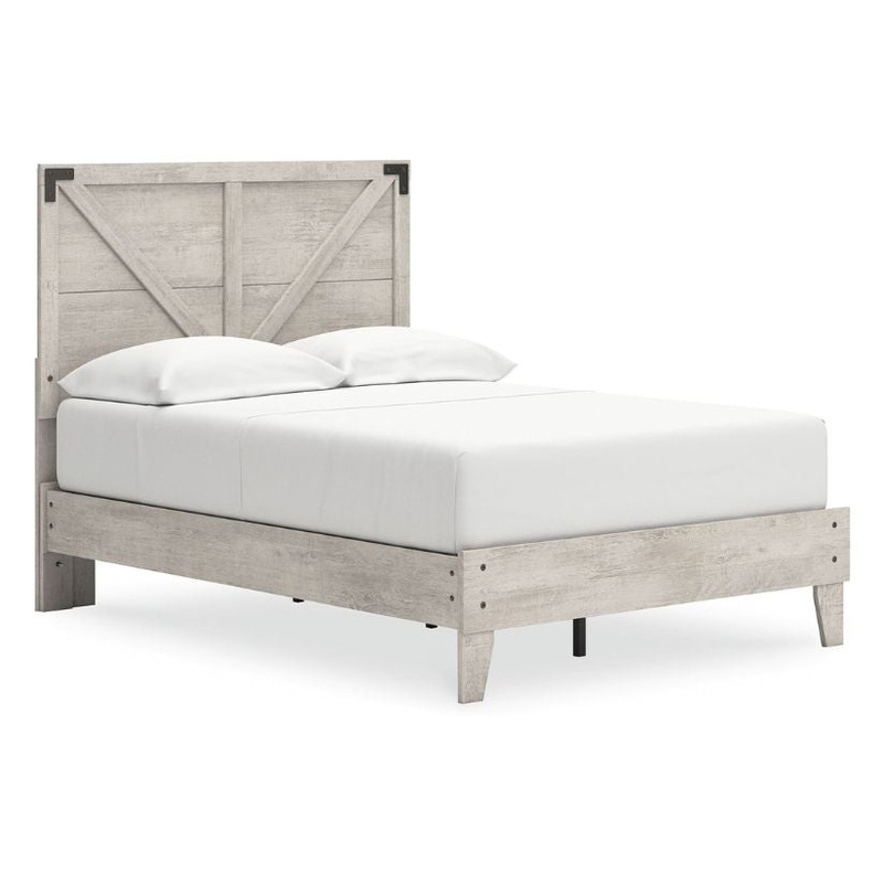 Shawburn – Whitewash – Full Platform Bed With Crossbuck Panel Headboard