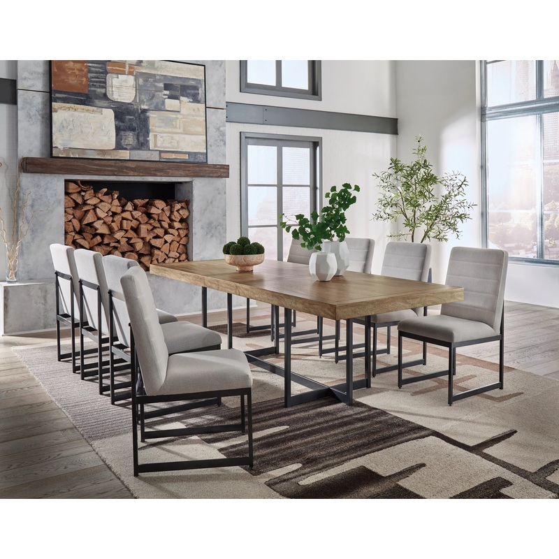 Tomtyn – Light Brown – 9 Pc. – Rectangular Dining Extension Table, 8 Side Chairs