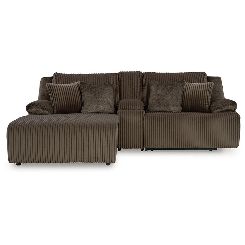 Top Tier – Chocolate – 3-Piece Reclining Sectional Sofa With Laf Press Back Chaise