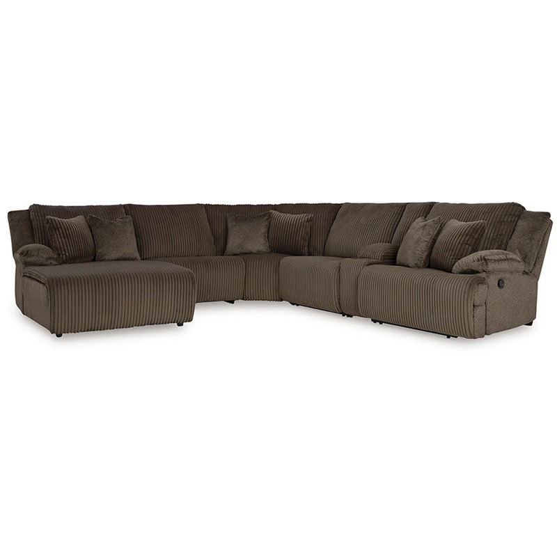 Top Tier – Chocolate – 6-Piece Reclining Sectional With Laf Press Back Chaise
