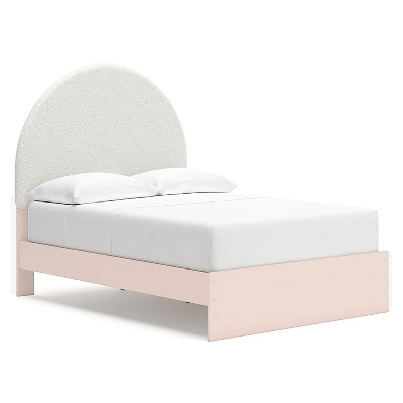 Wistenpine – Blush – Full Upholstered Panel Bed With Side Storage