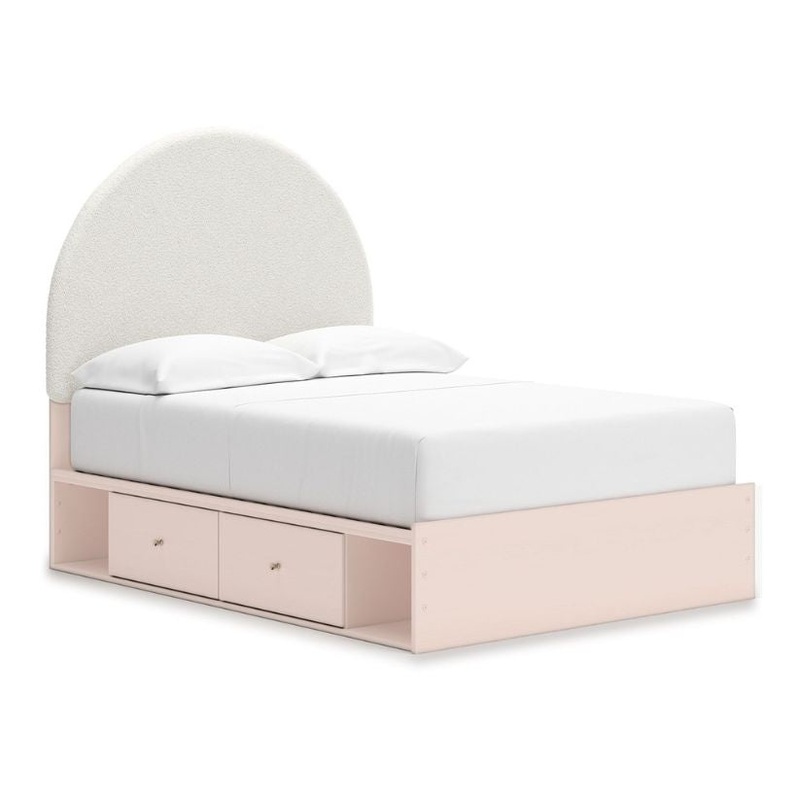 Wistenpine – Blush – Full Upholstered Panel Bed With Under Bed Storage