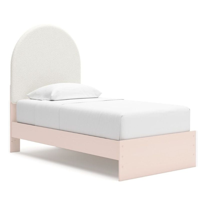 Wistenpine – Blush – Twin Upholstered Panel Bed With Side Storage
