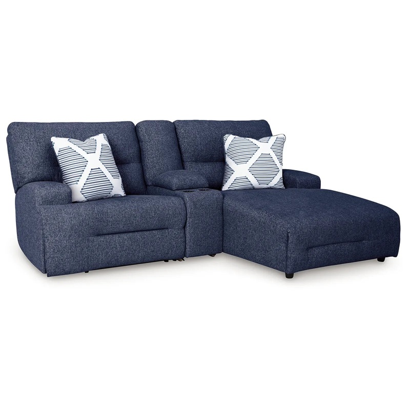 Acklen Place – Navy – 3-Piece Power Reclining Sectional Sofa With Raf Chaise