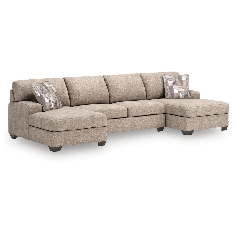 Seyler Lane – Beige – 3-Piece Sectional With Double Chaise And Armless Loveseat