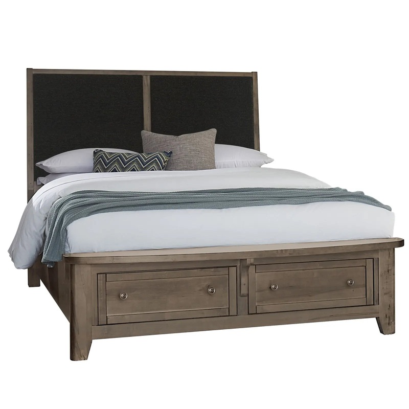 Woodbridge – King Storage Upholstered Bed With Black Fabric – Dark Cashmere