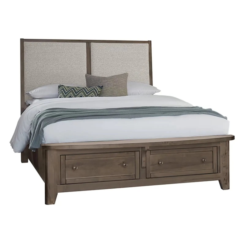 Woodbridge – King Storage Upholstered Bed With Grey Fabric – Dark Cashmere