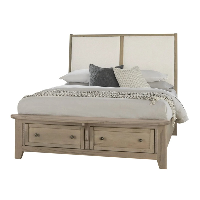Woodbridge – King Storage Upholstered Bed With White Fabric – Shadow Grey