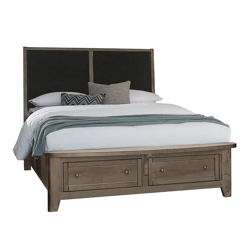 Woodbridge – Queen Storage Upholstered Bed With Black Fabric – Dark Cashmere