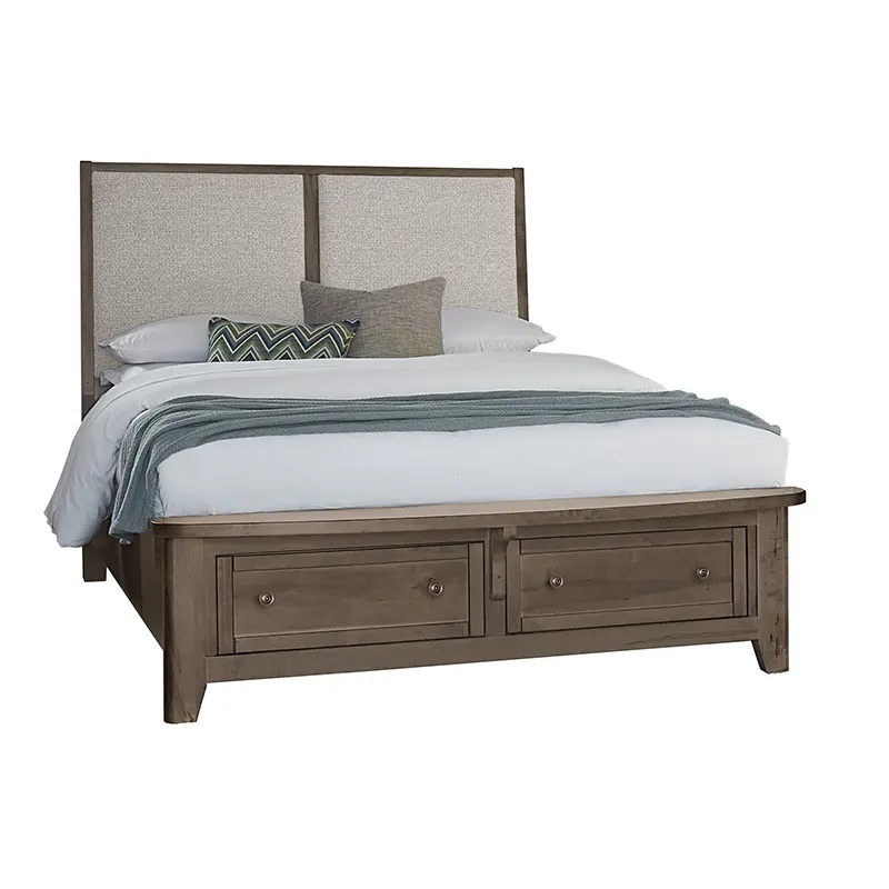 Woodbridge – Queen Storage Upholstered Bed With Grey Fabric – Dark Cashmere