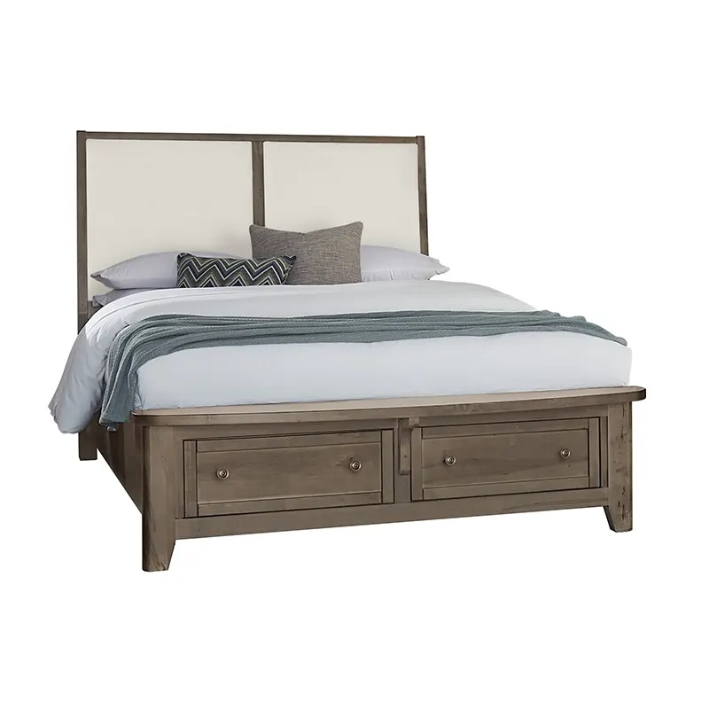 Woodbridge – Queen Storage Upholstered Bed With White Fabric – Dark Cashmere