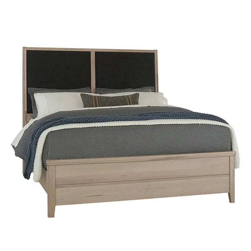 Woodbridge – Queen Upholstered Bed With Black Fabric – Clear Maple