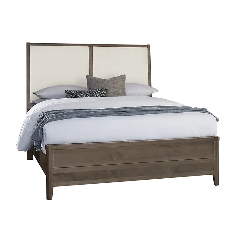 Woodbridge – Queen Upholstered Bed With White Fabric – Dark Cashmere