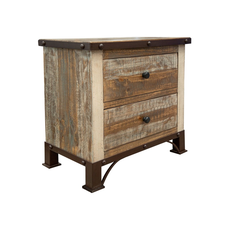 Antique – 2 Drawer Nightstand – Multicolor