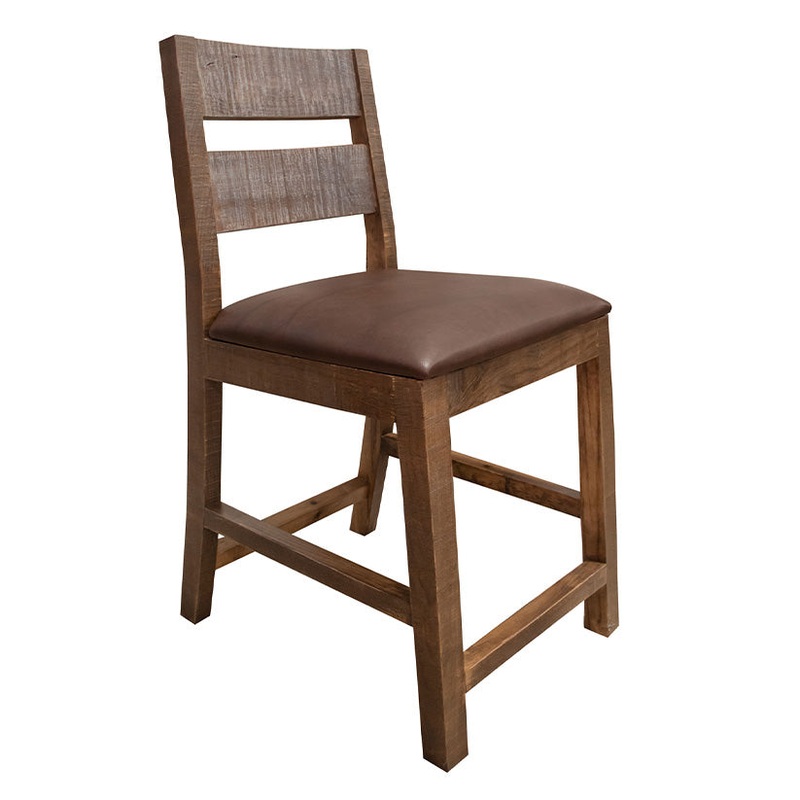 Antique – Stool With Faux Leather – Multicolor