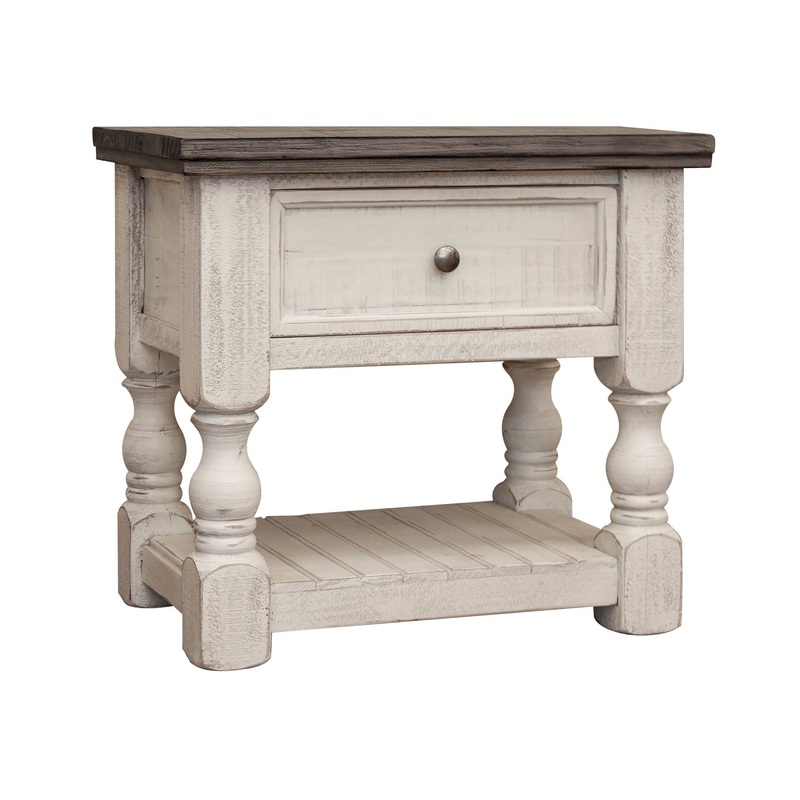 Stone – Nightstand – Antiqued Ivory / Weathered Gray