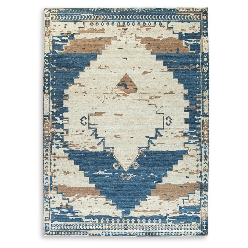 Varnler – Blue / Brown / Tan – Extra Large Rug – 10′ x 14′