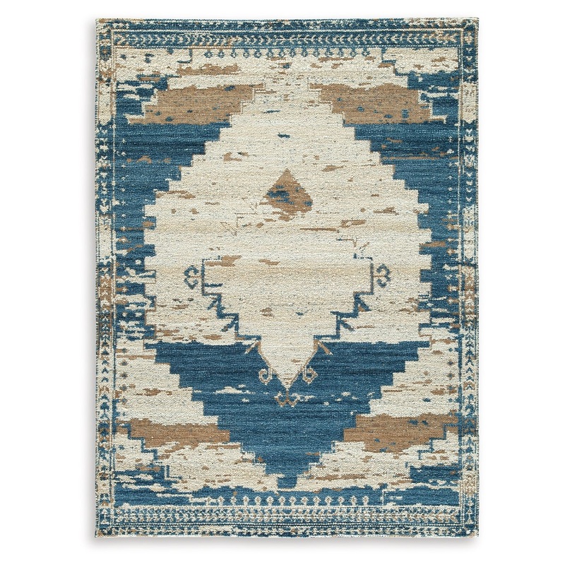 Varnler – Blue / Brown / Tan – Large Rug – 8′ x 10′