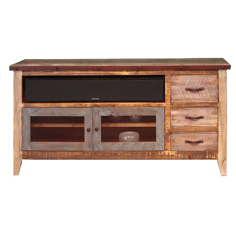 Antique – 62″ TV Stand With 3 Drawers – Multicolor