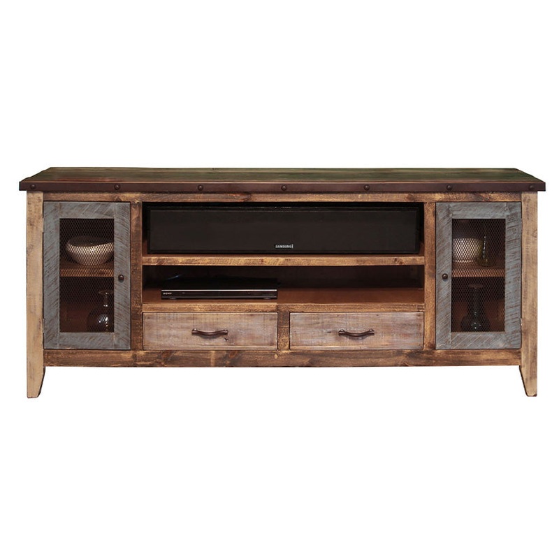 Antique – 76″ TV Stand With 2 Drawers – Multicolor