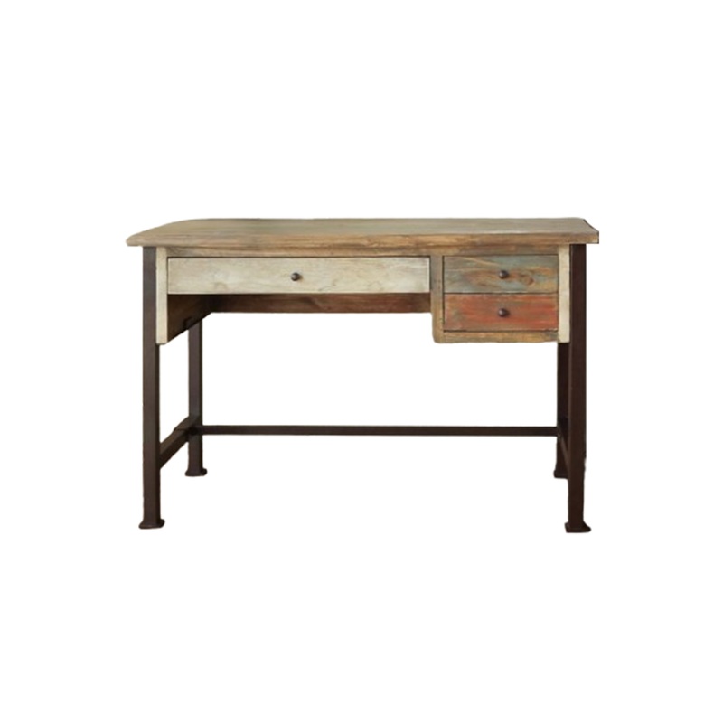 Antique – Desk With 3 Drawers – Multicolor
