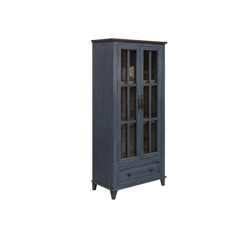 Toscana – 1 Drawer 2 Glass Doors Cabinet – Deep Blue