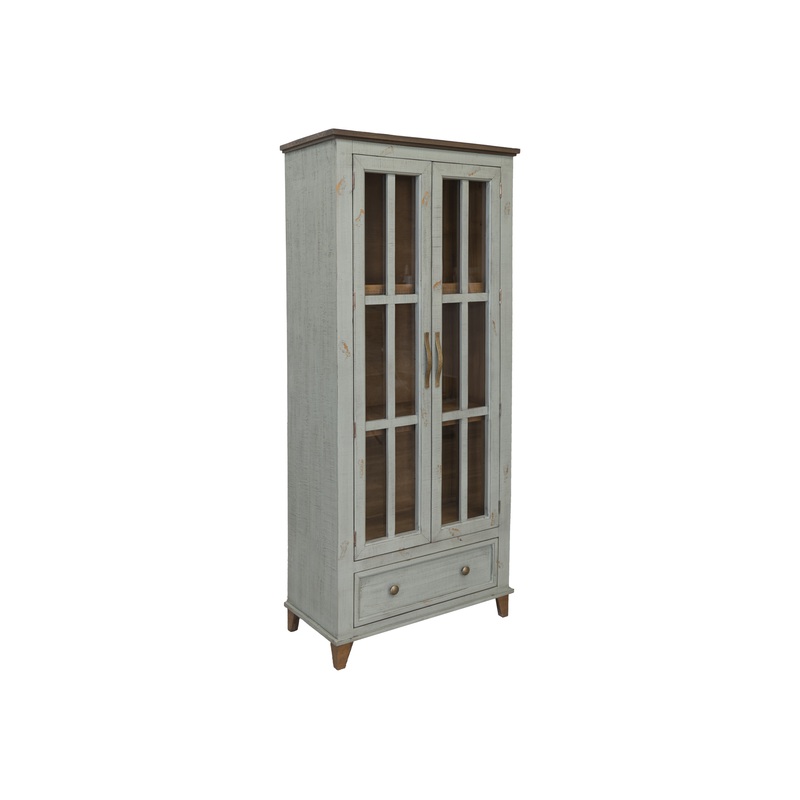 Toscana – 1 Drawer 2 Glass Doors Cabinet – Sage Green