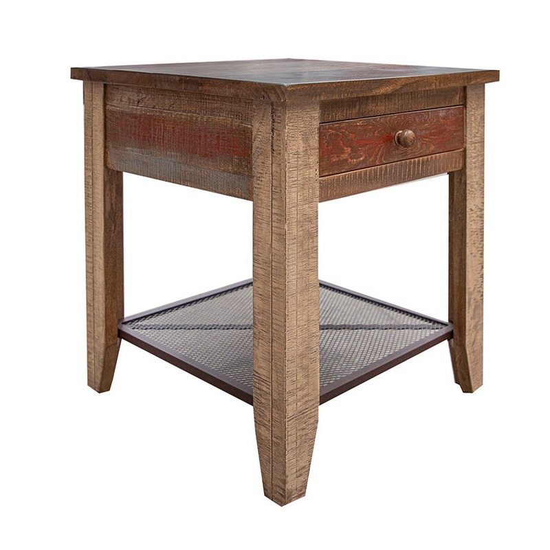 Antique – End Table With 1 Drawer – Multicolor