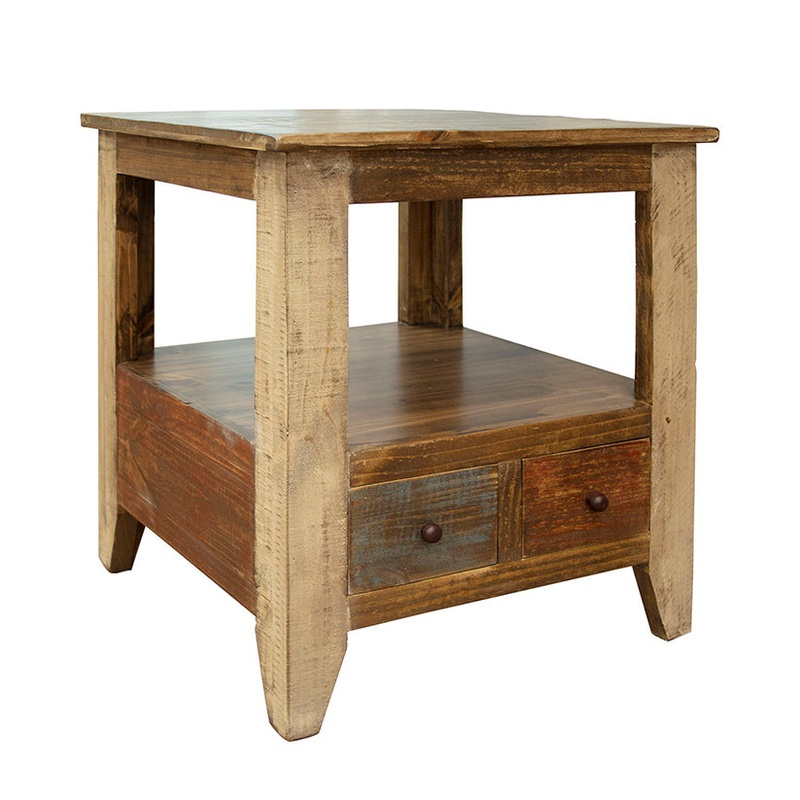 Antique – Multi-Drawer End Table With 2 Drawers – Multicolor