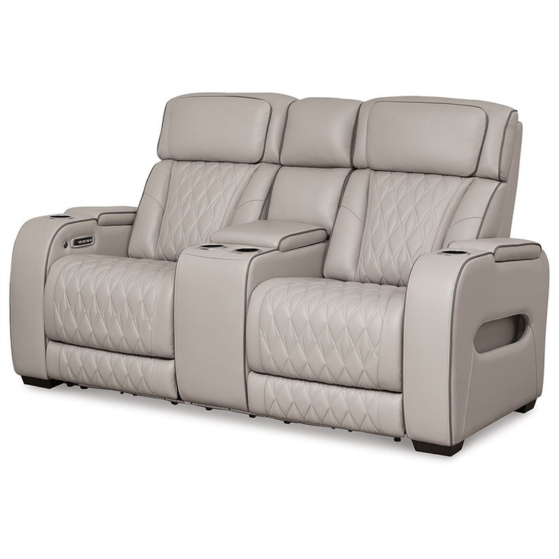 Boyington – Gray – Power Reclining Loveseat With Console/Adj Hdrst