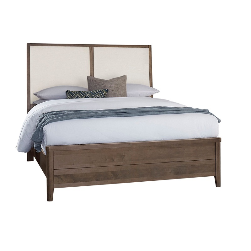 Woodbridge – California King Upholstered Bed with White Fabric – Dark Cashmere